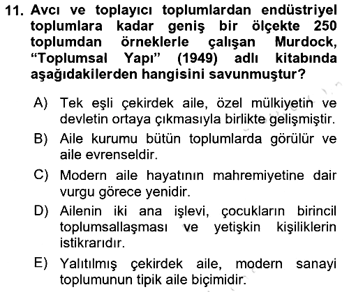 Toplumsal Cinsiyet Sosyolojisi 2022-2023 Ara Sınav - 11. soru