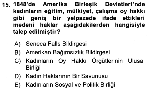 Toplumsal Cinsiyet Sosyolojisi 2023-2024 Ara Sınav - 15. soru