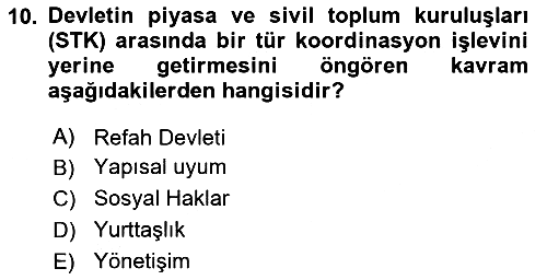 Toplumsal Tabakalaşma ve Eşitsizlik 2023-2024 Dönem Sonu Sınavı - 10. soru