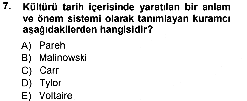 Türkiye´nin Toplumsal Yapısı 2012-2013 Ara Sınav - 7. soru