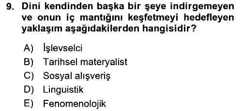 Türkiye´nin Toplumsal Yapısı 2015-2016 Dönem Sonu Sınavı - 9. soru
