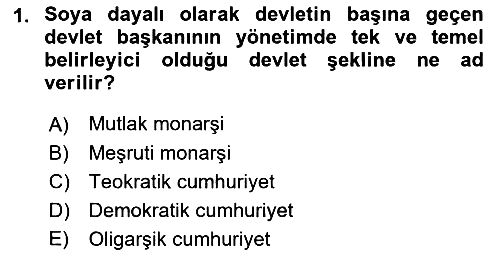 Türkiye´nin Toplumsal Yapısı 2018-2019 Dönem Sonu Sınavı - 1. soru