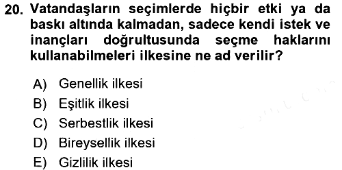 Türkiye´nin Toplumsal Yapısı 2015-2016 Tek Ders Sınavı - 20. soru