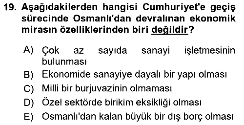 Türkiye´nin Toplumsal Yapısı 2025-2026 Ara Sınav - 19. soru