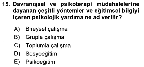 Yaşlılarla Sosyal Hizmet 2024-2025 Ara Sınav - 15. soru