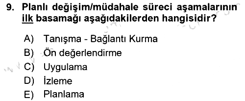 Yaşlılarla Sosyal Hizmet 2023-2024 Yaz Okulu Sınavı - 9. soru