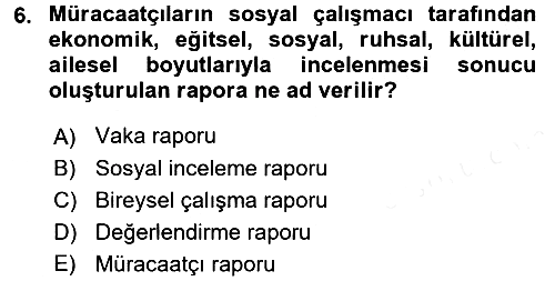 Sosyal Hizmete Giriş 2017-2018 3 Ders Sınavı - 6. soru