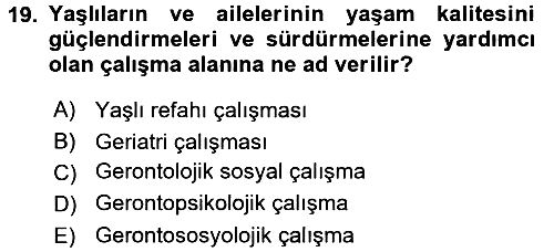Sosyal Hizmete Giriş 2017-2018 3 Ders Sınavı - 19. soru