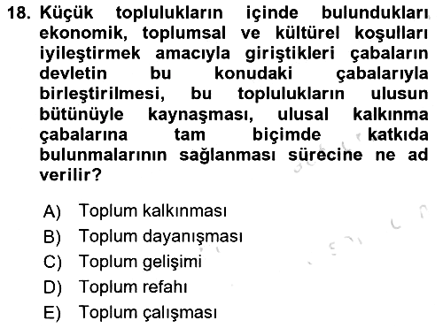 Sosyal Hizmete Giriş 2018-2019 3 Ders Sınavı - 18. soru