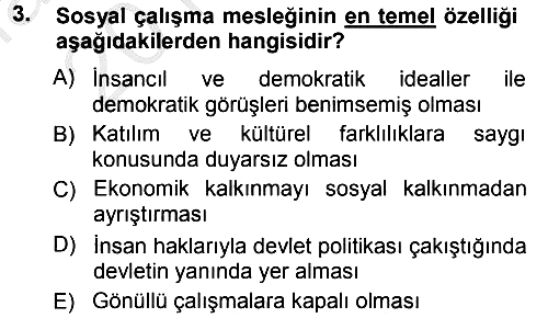 Sosyal Hizmete Giriş 2012-2013 Ara Sınav - 3. soru