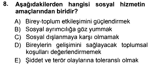 Sosyal Hizmete Giriş 2012-2013 Ara Sınav - 8. soru