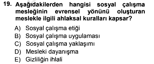 Sosyal Hizmete Giriş 2012-2013 Ara Sınav - 19. soru