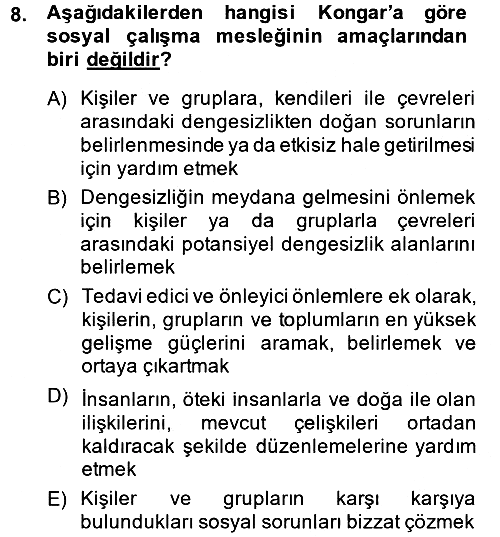 Sosyal Hizmete Giriş 2013-2014 Ara Sınav - 8. soru