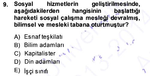 Sosyal Hizmete Giriş 2013-2014 Ara Sınav - 9. soru