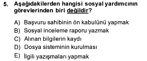 Sosyal Hizmete Giriş 2014-2015 Ara Sınav - 5. soru