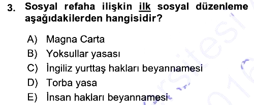 Sosyal Hizmete Giriş 2015-2016 Ara Sınav - 3. soru