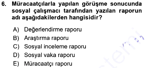 Sosyal Hizmete Giriş 2015-2016 Ara Sınav - 6. soru