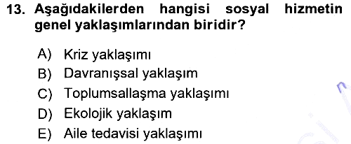 Sosyal Hizmete Giriş 2015-2016 Ara Sınav - 13. soru