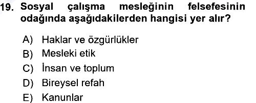 Sosyal Hizmete Giriş 2015-2016 Ara Sınav - 19. soru