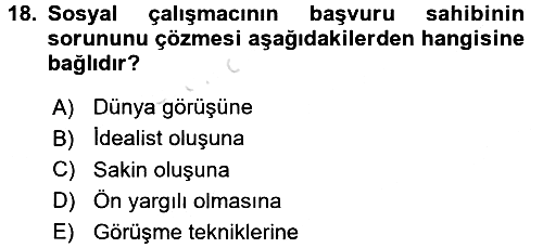 Sosyal Hizmete Giriş 2016-2017 Ara Sınav - 18. soru