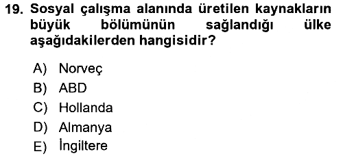 Sosyal Hizmete Giriş 2016-2017 Ara Sınav - 19. soru