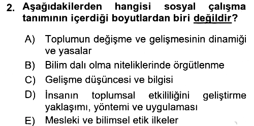 Sosyal Hizmete Giriş 2017-2018 Ara Sınav - 2. soru