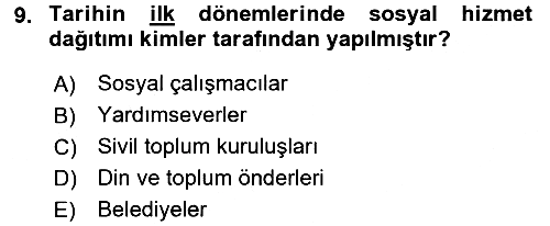 Sosyal Hizmete Giriş 2017-2018 Ara Sınav - 9. soru