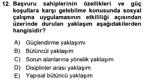 Sosyal Hizmete Giriş 2017-2018 Ara Sınav - 12. soru