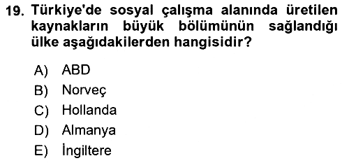 Sosyal Hizmete Giriş 2018-2019 Ara Sınav - 19. soru