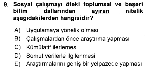 Sosyal Hizmete Giriş 2021-2022 Ara Sınav - 9. soru