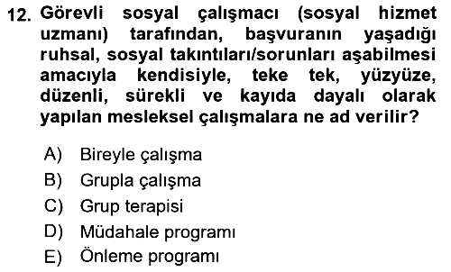 Sosyal Hizmete Giriş 2021-2022 Ara Sınav - 12. soru