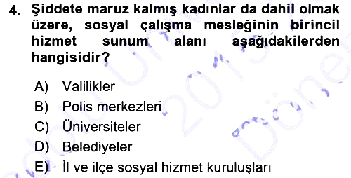 Sosyal Hizmete Giriş 2015-2016 Dönem Sonu Sınavı - 4. soru