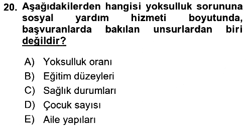 Sosyal Hizmete Giriş 2015-2016 Dönem Sonu Sınavı - 20. soru