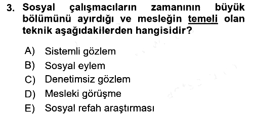 Sosyal Hizmete Giriş 2018-2019 Dönem Sonu Sınavı - 3. soru