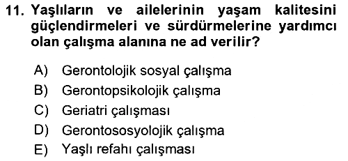 Sosyal Hizmete Giriş 2022-2023 Dönem Sonu Sınavı - 11. soru