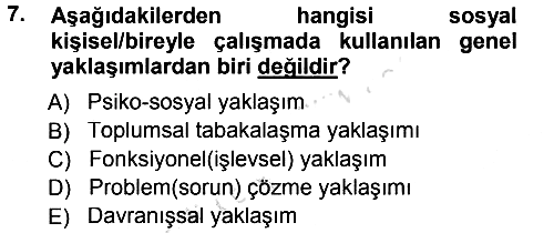 Sosyal Hizmete Giriş 2013-2014 Tek Ders Sınavı - 7. soru