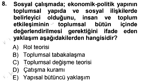 Sosyal Hizmete Giriş 2013-2014 Tek Ders Sınavı - 8. soru
