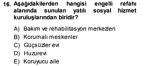 Sosyal Hizmete Giriş 2013-2014 Tek Ders Sınavı - 16. soru