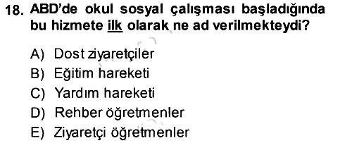 Sosyal Hizmete Giriş 2013-2014 Tek Ders Sınavı - 18. soru