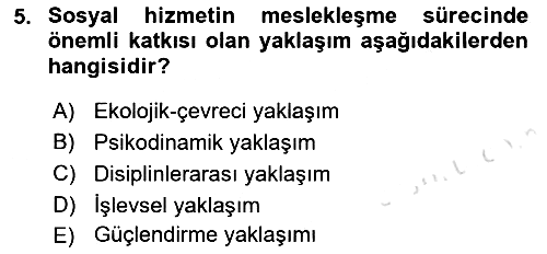 Sosyal Hizmete Giriş 2021-2022 Yaz Okulu Sınavı - 5. soru