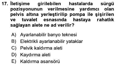 Temel Bakım Hizmetleri 2016-2017 3 Ders Sınavı - 17. soru
