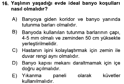 Temel Bakım Hizmetleri 2017-2018 3 Ders Sınavı - 16. soru