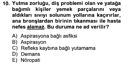Temel Bakım Hizmetleri 2012-2013 Ara Sınav - 10. soru