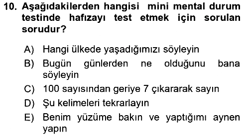 Temel Bakım Hizmetleri 2016-2017 Ara Sınav - 10. soru