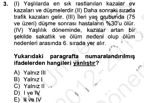 Temel Bakım Hizmetleri 2012-2013 Dönem Sonu Sınavı - 3. soru