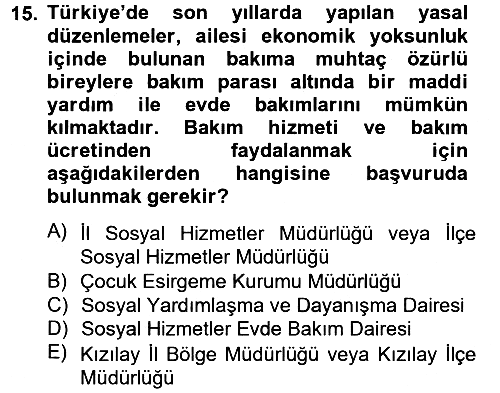 Temel Bakım Hizmetleri 2012-2013 Dönem Sonu Sınavı - 15. soru