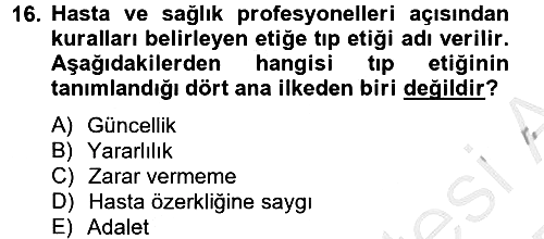 Temel Bakım Hizmetleri 2012-2013 Dönem Sonu Sınavı - 16. soru