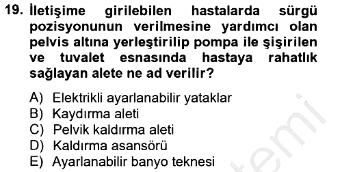Temel Bakım Hizmetleri 2012-2013 Dönem Sonu Sınavı - 19. soru