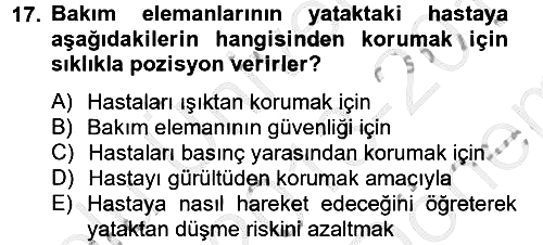 Temel Bakım Hizmetleri 2013-2014 Dönem Sonu Sınavı - 17. soru
