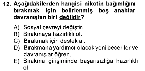 Temel Bakım Hizmetleri 2014-2015 Dönem Sonu Sınavı - 12. soru